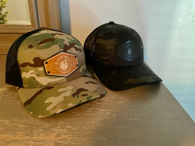 Black Wolf Wooden Patch Multicam/Black Hat