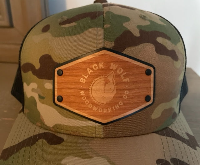 Black Wolf Wooden Patch Multicam/Black Hat