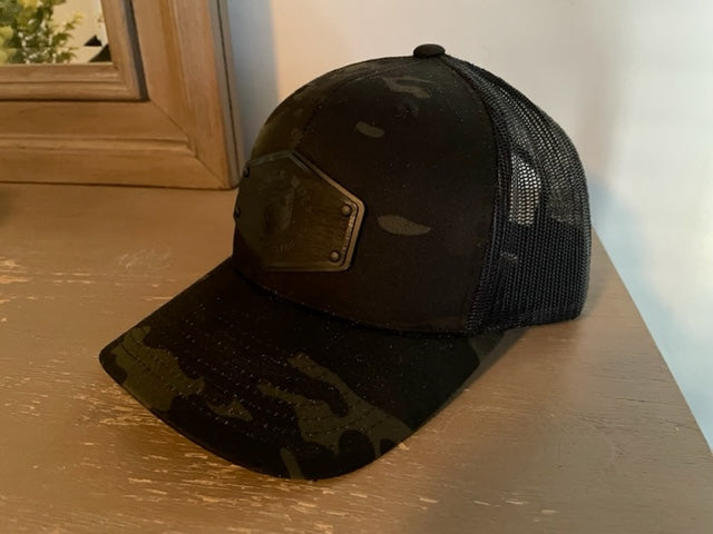 Black Wolf Wooden Patch Black Multicam/Black Hat