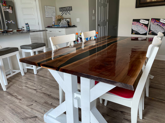 Farmhouse Walnut/Epoxy Dining Room Table