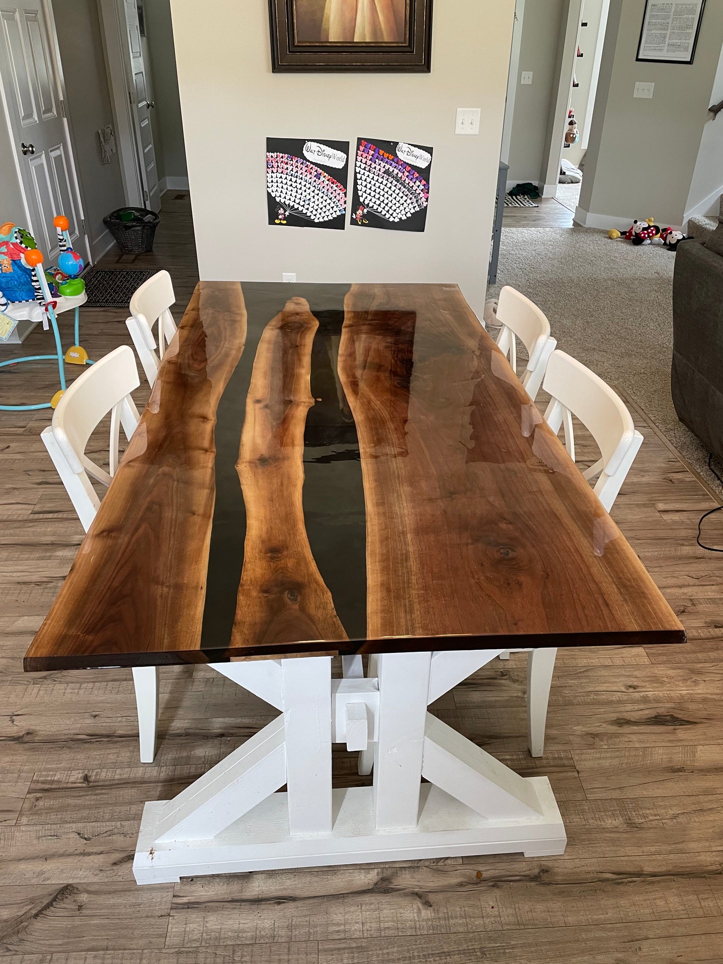 Farmhouse Walnut/Epoxy Dining Room Table